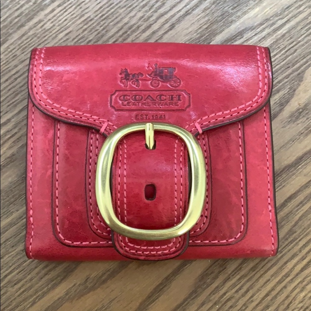 New COACH bifold pink wallet with buckle